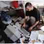 Benni working on first and last issue of Instead fanzine with Scott, 1993